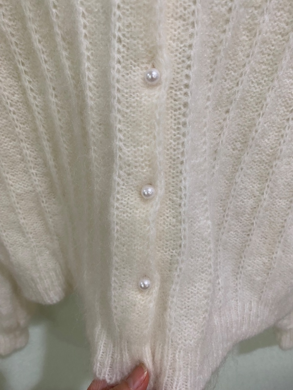 Sezane Ecru Amance Knit Pearl Button Cardigan Medium - Picture 6 of 11